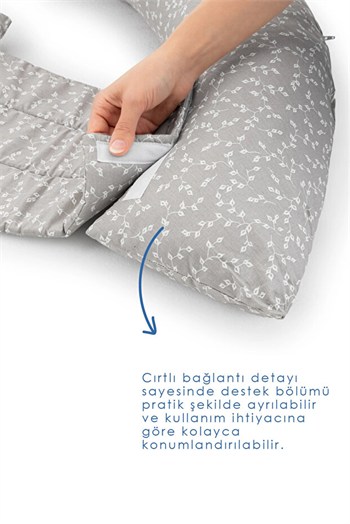 Babyjem 198 Sırt Destekli Hamile Ve Emzirme Yast Gri Çiçek