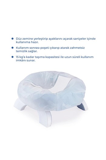 Babyjem 2 İn 1 Portatif Katlanabilir Seyahat Lazımlığı Klozet Adaptörü Mavi + 5 Hediye Poşet