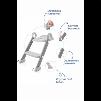 Babyjem 861 Basamaklı & Katlanır Klozet Adaptörü Soft Gri