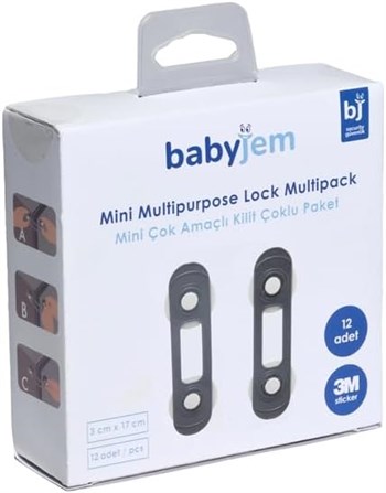 Babyjem 894 Mini Çok Amaçlı Kilit Çoklu Paket Antrasit 12 Adet