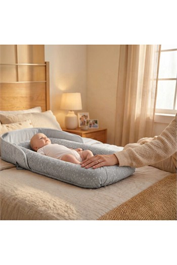 Babyjem 931 Taşınabilir Bebek Yatağı Gri Çiçek