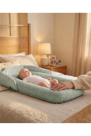 Babyjem 931 Taşınabilir Bebek Yatağı Yeşil Çiçek
