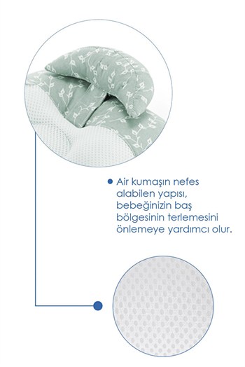 Babyjem 937 Ayarlanabilir Düz Kafa Yastığı Yeşil Çiçek