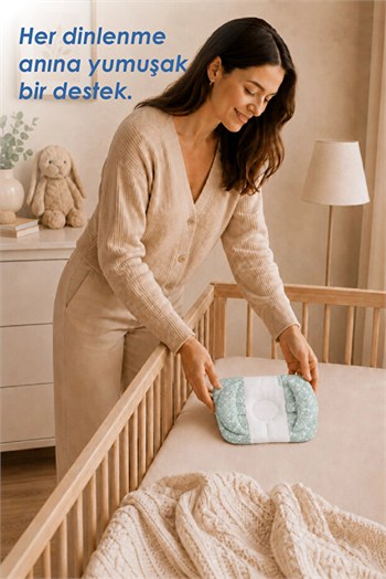 Babyjem 937 Ayarlanabilir Düz Kafa Yastığı Yeşil Çiçek