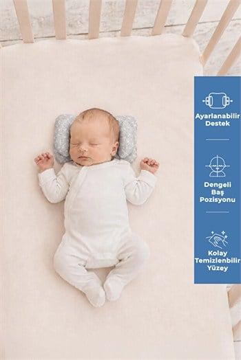 Babyjem 937 Ayarlanabilir Düz Kafa Yastığı Gri Çiçek