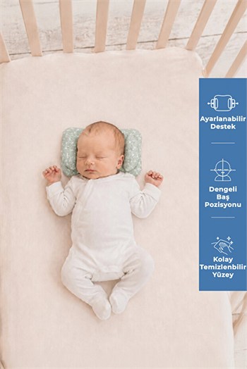Babyjem 937 Ayarlanabilir Düz Kafa Yastığı Yeşil Çiçek
