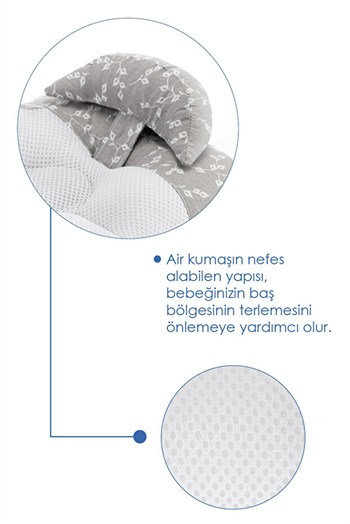 Babyjem 937 Ayarlanabilir Düz Kafa Yastığı Gri Çiçek