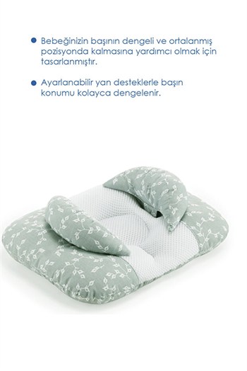 Babyjem 937 Ayarlanabilir Düz Kafa Yastığı Yeşil Çiçek