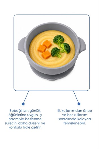 Babyjem 942 Silikon Vakumlu Kase Gri