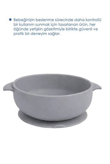 Babyjem 942 Silikon Vakumlu Kase Gri