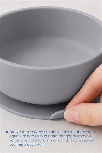 Babyjem 942 Silikon Vakumlu Kase Gri