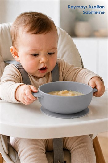 Babyjem 942 Silikon Vakumlu Kase Gri