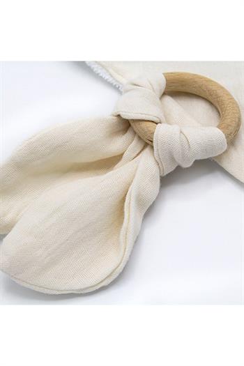 Babyjem Ahşap Diş Kaşıyıcılı Bürümcük Müslin Önlük Ekru 736