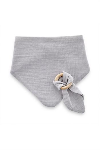 Babyjem Ahşap Diş Kaşıyıcılı Bürümcük Müslin Önlük Gri 736