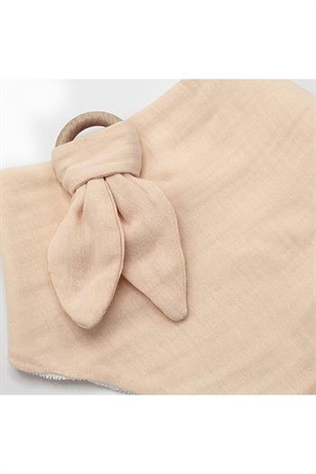 Babyjem Ahşap Diş Kaşıyıcılı Bürümcük Müslin Önlük Somon 736