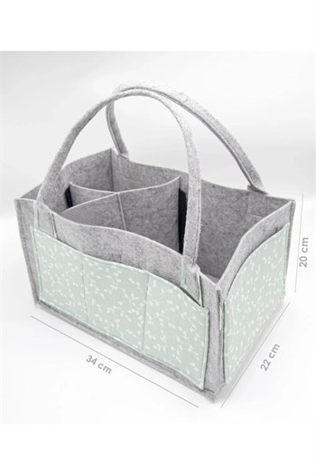 Babyjem Keçe Anne Bebek Bakım Çantası Yeşil Çiçek 772
