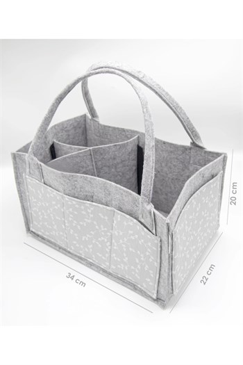 Babyjem Keçe Anne Bebek Bakım Çantası Gri Çiçek 772