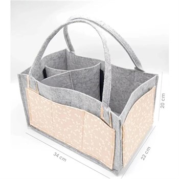 Babyjem Keçe Anne Bebek Bakım Çantası Somon  Çiçek 772