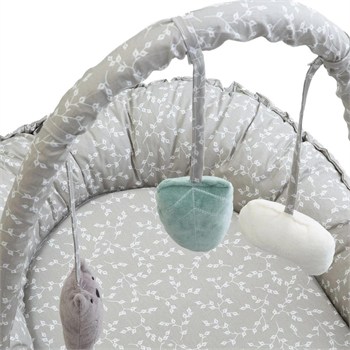 Babyjem Oyuncaklı Anne Baba Yanı Yatağı Gri Çiçek 489