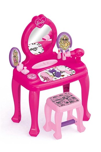 Dolu Barbie  Ayaklı Makyaj Masası Ve Sandalye Seti