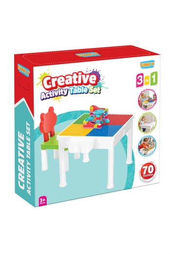 Funcy Toys 3 in 1 Aktivite Masa Seti 48 Parça Bloklu Toplam 70 Parça Duplo Seri Uyumlu