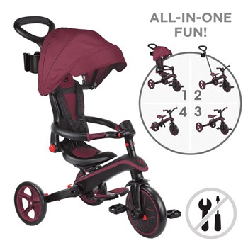 Globber Explorer 4in1 Katlanabilir Bisiklet-Bordo 732-202 Burgundy
