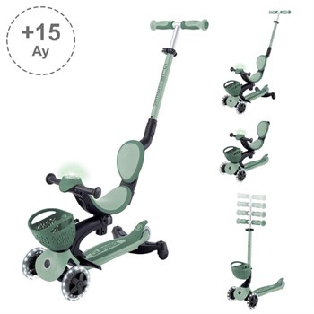 Globber Go Up Baby 360 Işıklı Scooter - Zeytin Yeşili 844-104