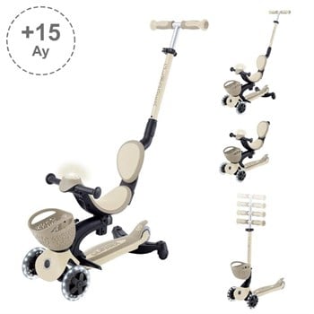 Globber Go Up Baby 360 Işıklı Scooter - Koyu Bej 844-466