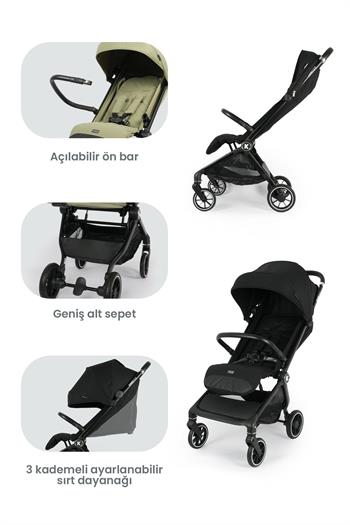 Kanz Bold Autofold Kabin Boy Bebek Arabası Ironblack