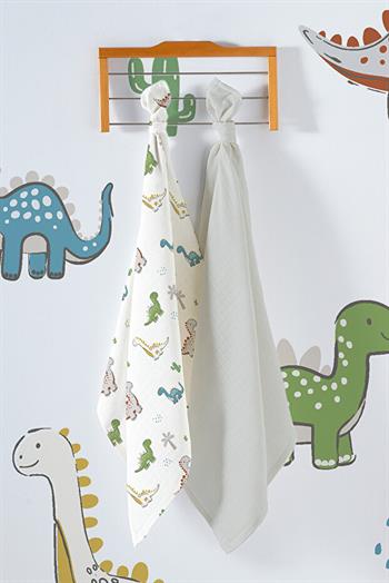 Kanz Çok Amaçlı Bebek Müslin Örtüsü 2Li Set - Dinosaurs