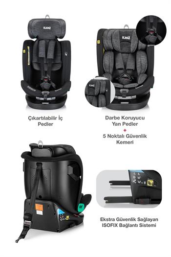 Kanz Cosmos i-Size(0-36kg) 360 Dönebilen Oto Koltuğu Siyah
