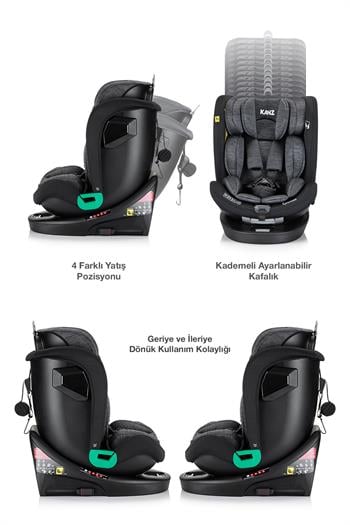 Kanz Cosmos i-Size(0-36kg) 360 Dönebilen Oto Koltuğu Siyah
