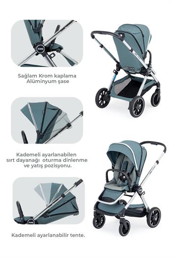 Kanz Explorer Autofold Travel Sistem Bebek Arabası Hunter Green