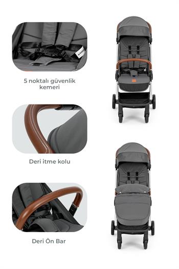 Kanz Fox Kabin Boy Bebek Arabası Gri