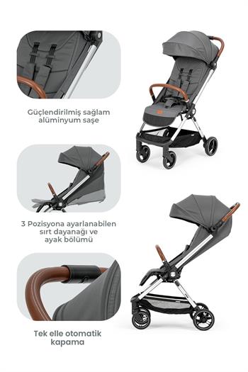 Kanz Fox Kabin Boy Bebek Arabası Gri