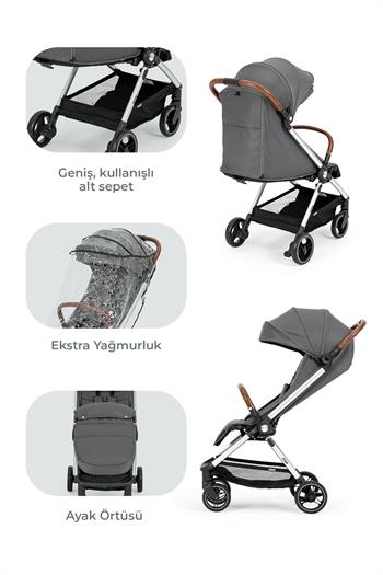 Kanz Fox Kabin Boy Bebek Arabası Gri