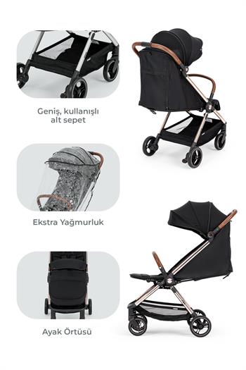 Kanz Fox Kabin Boy Bebek Arabası Siyah