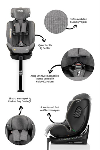 Kanz Highline Pro i-Size Oto Koltuğu Gri