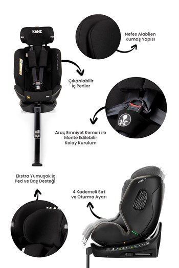 Kanz Hıghlıne Pro Oto Koltuğu Black