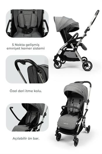 Kanz Marcus Heavy Kabin Travel Bebek Arabası Gri