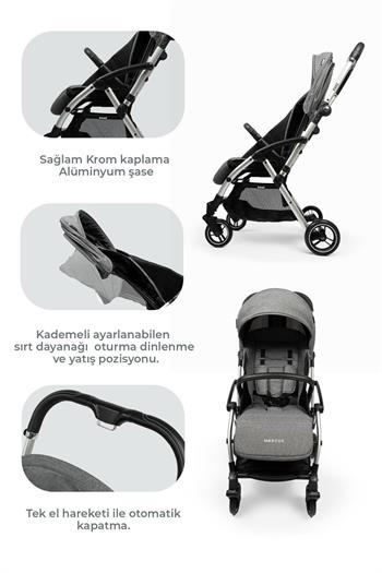 Kanz Marcus Heavy Kabin Travel Bebek Arabası Gri