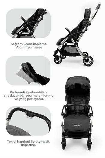 Kanz Marcus Raısın Kabin Travel Bebek Arabası Siyah