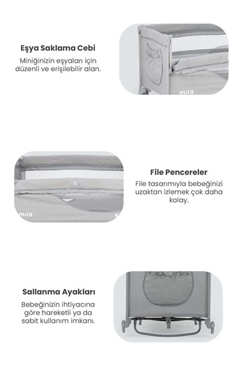 Kanz Mira Anne Yanı Oyun Parkı 70x120  Gri