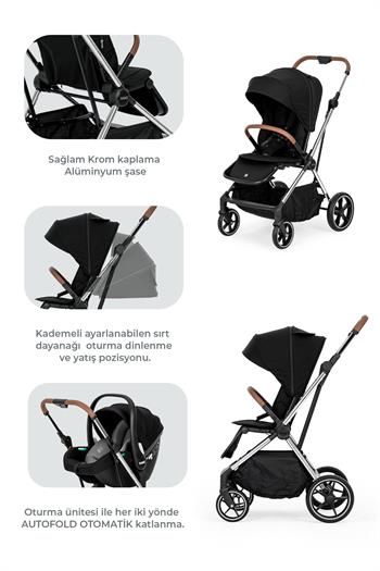 Kanz Snap Autofold Travel Sistem Bebek Arabası Darkness Black