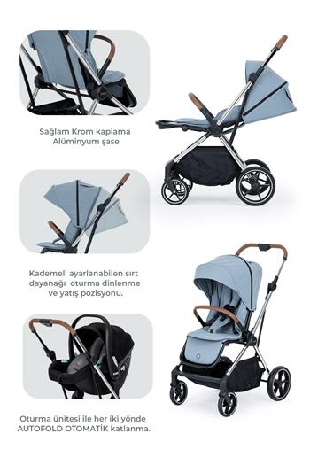 Kanz Snap Autofold Travel Sistem Bebek Arabası Foogy Blue