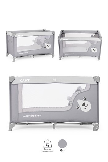 Kanz Teddy Premium Oyun Parkı ve Park Yatak Gri 60 x 120