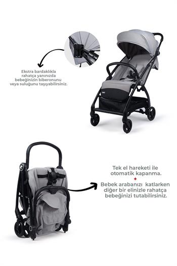Kanz Xflop Autofold Kabin Boy Bebek Arabası Ultimate Grey