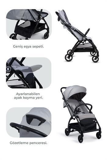 Kanz Xflop Autofold Kabin Boy Bebek Arabası Ultimate Grey