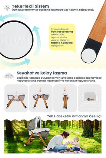 Kiwi Sleeper Ahşap Beşik Gri