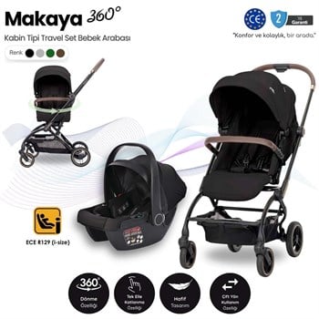 Lorelli MAKAYA 360 Dönebilen Kabin Tipi Travel Sistem Bebek Arabası - Siyah